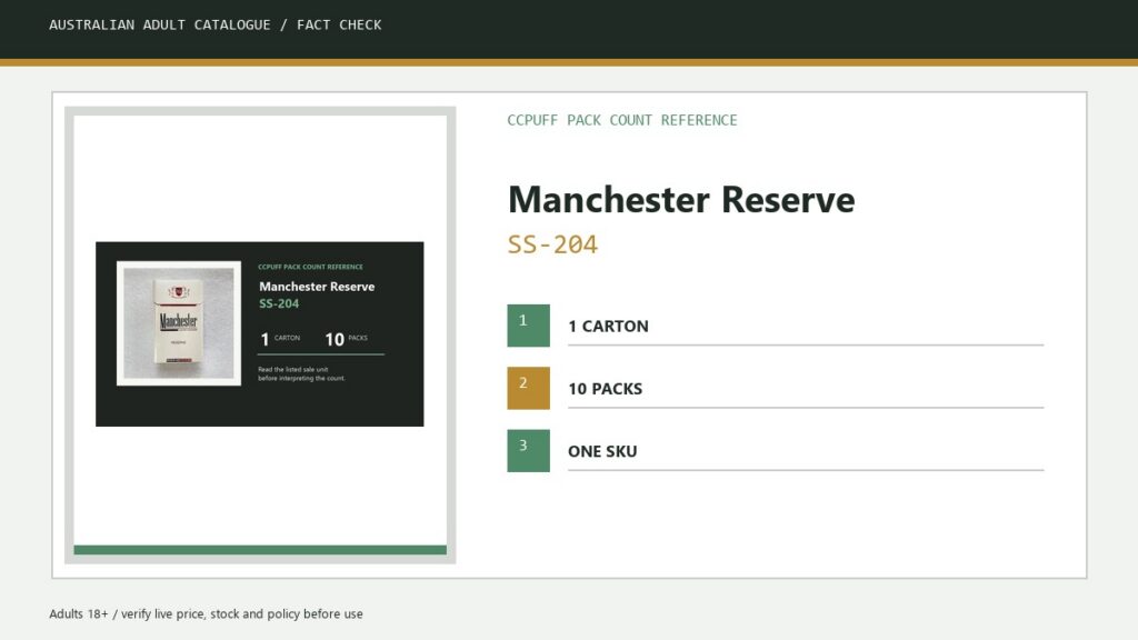 CCPuff pack count graphic showing the live Manchester Reserve pack image, one carton and 10 packs